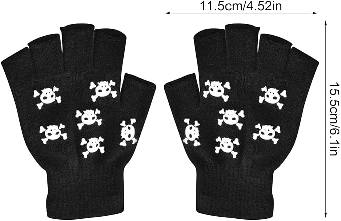 Guantes De Esqueleto Para Halloween – Brillan En La Oscuridad Y Son Cálidos – Ideales Para Ciclismo, Correr Y Disfraces De Cosplay Para Niños De 5 A 12 Años