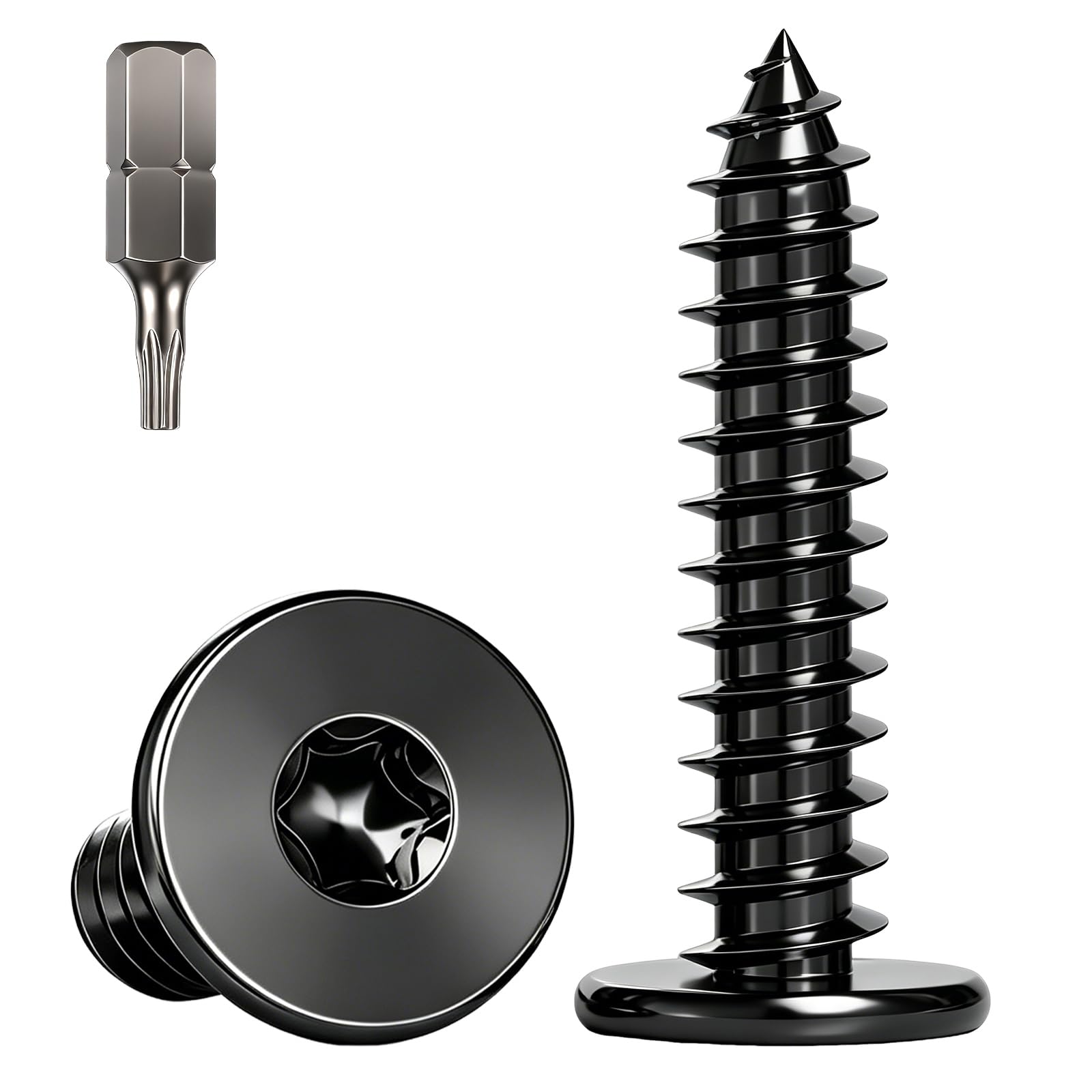 YOOZIYA 20 Pcs M5x10mm Torx Wood Self Tapping Flat Head Screws with Bits