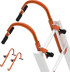 2-piece Ladder Roof Hook Heavy Duty Steel Ladder Stabilizer with Wheels Ladder Stabilizer Rubber Grip T-Bar 500 lb Weight Rating