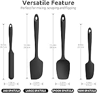 Vista 2 de Juego de espátulas de silicona U-Taste con resistencia al calor de 600 grados Fahrenheit (Negro)