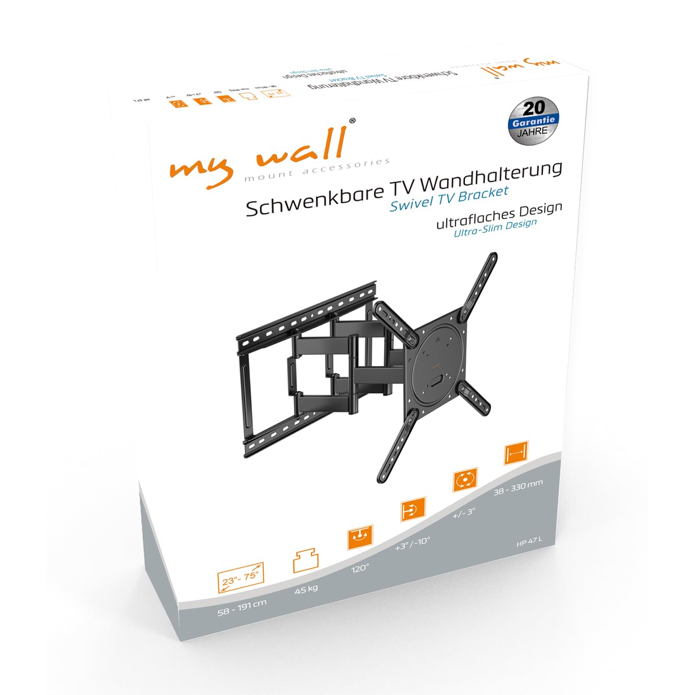 my Wall Soporte de Pared Giratorio para TV HP47L de 23" a 75" (58-191 cm)