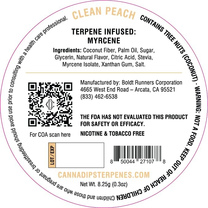 Cannadips Terpene Infused Nicotine-Free Dip Pouches | 4-Can Pack | Made in USA (Peach, Myrcene Infused)