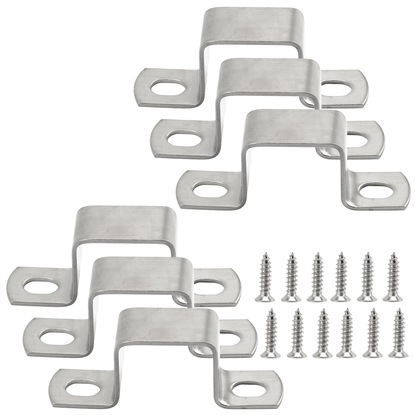 304 Stainless Steel Square Pipe Clamps with Screws, 6 Pack 60x60mm U Shaped Strut Connector Bracket Tube Buckle