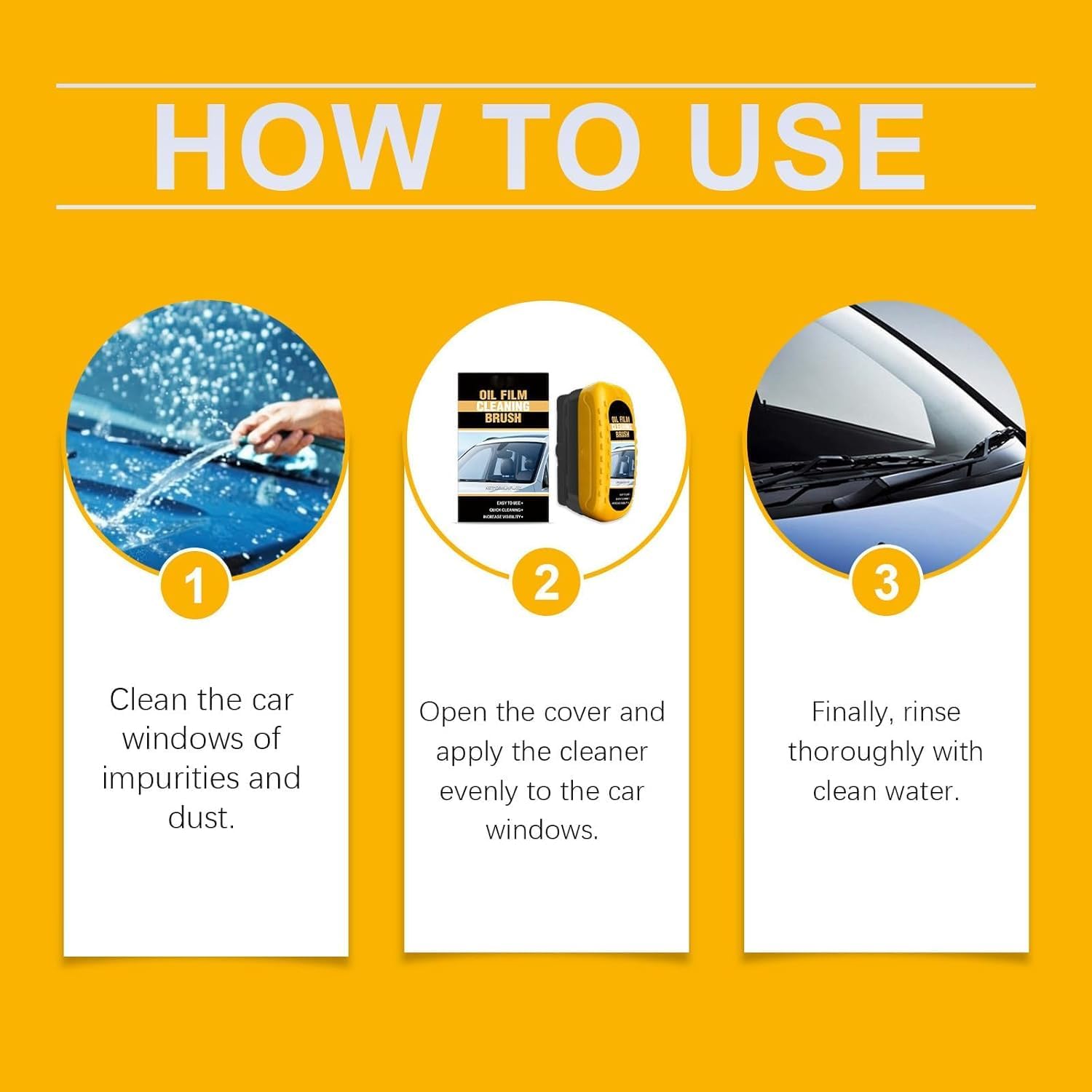 Upgraded 3.0 Windshield Oil Film Remover,Universal Glass Cleaning Wipe Board,Automotive Oil Film Cleaning Brush, Oils Repellent Films for Car Windows (3pcs)