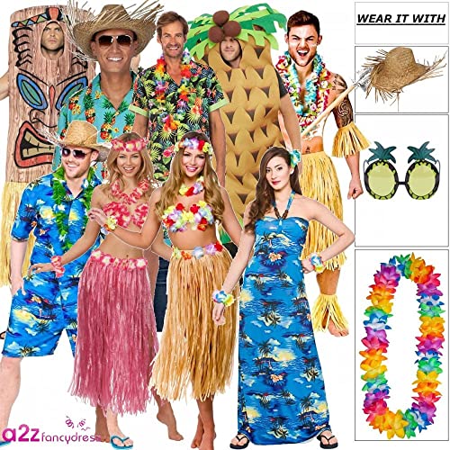 Adults Hawaiian Blue Palm Costume XL, Blue Palm Trees - Image 4