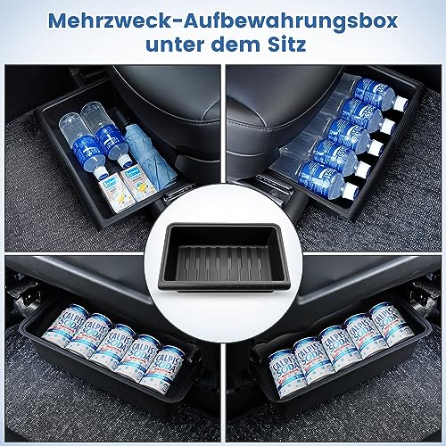 CARERSTEN Materiallagerbox Für Tesla Model Y Zubehör TPE 2021-2024 Unter Dem Sitz Wasserdicht Aufbewahrungsbox Für Sitze Für Tesla Zubehör Model Y Auto Organizer Ablage Auto Aufbewahrungsbox Tray