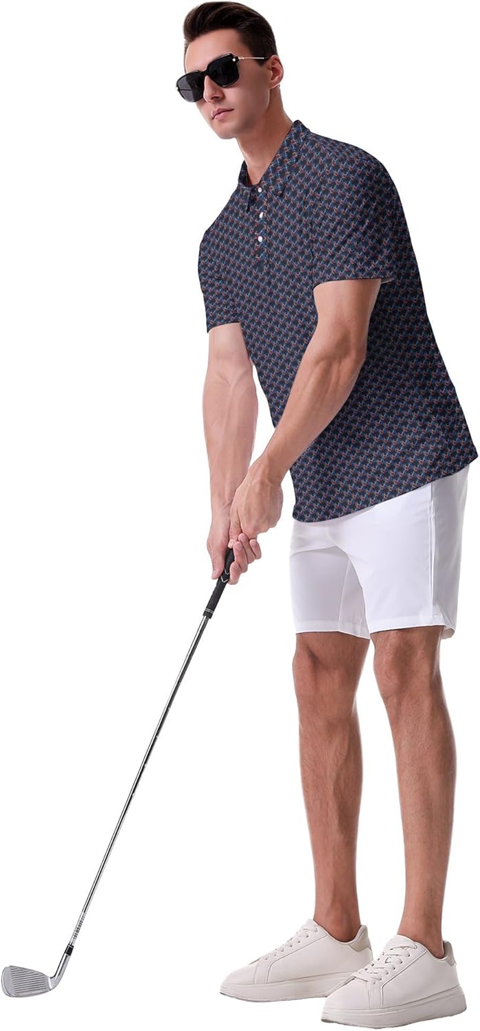 Funny Golf Shirts for Men Polo Shirts Casual Collared Short Sleeve Polo Shirt Gift for Golfer Lovers