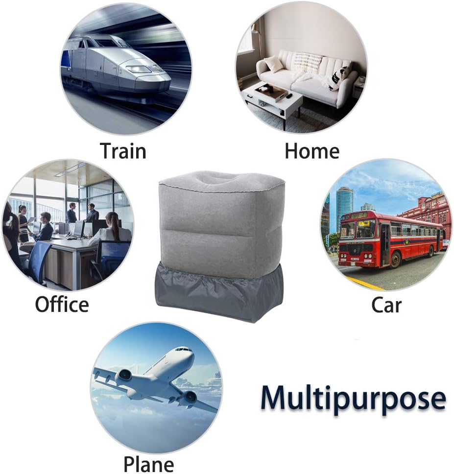 HZQDLN Travel Foot Rest Pillow, Portable Inflatable with Double Hand Pump Adjustable Three Layers Height Pillow for Foot Rest on Airplanes,Cars,Buses,Trains,Office to Sleep on Long Trip - Image 5