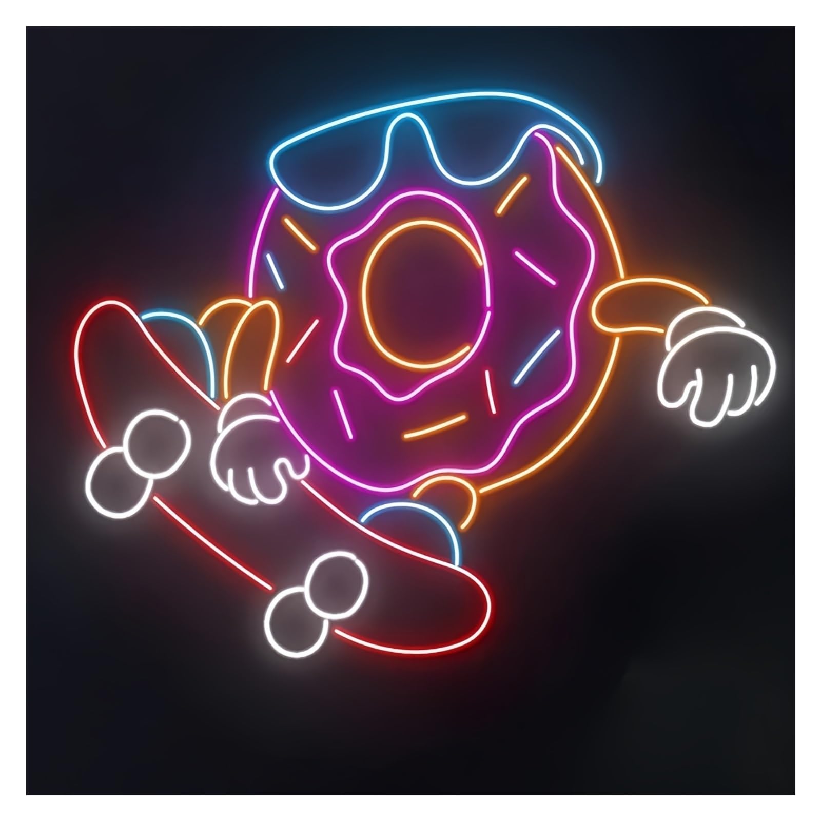 Luces de neón Letreros Neón Forma Donuts Para Patinetas Alimentación Por USB, Brillo Ajustable Luces Neón Forma Donut Loco, Adecuados Para Decoración Bistró 50cmx40cm