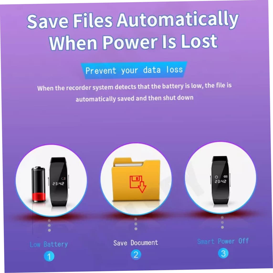 Grabadora de vídeo por Voz Digital, cámara de Audio 8G, Pulsera, Dispositivo de grabación con cancelación de Ruido