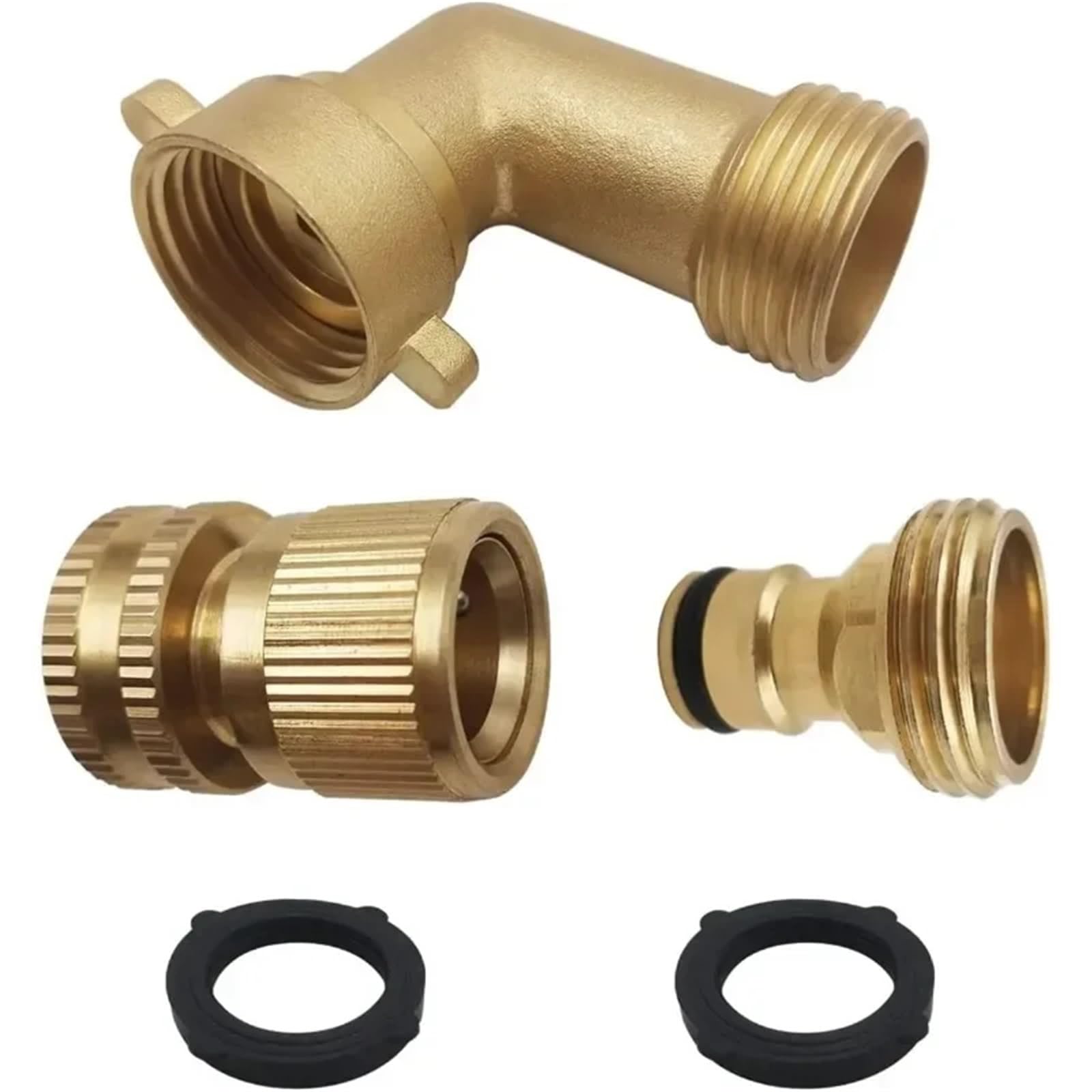 Raccord de tuyau anti-pliure coudé à 90° 3/4 de pouce en laiton avec adaptateur rapide