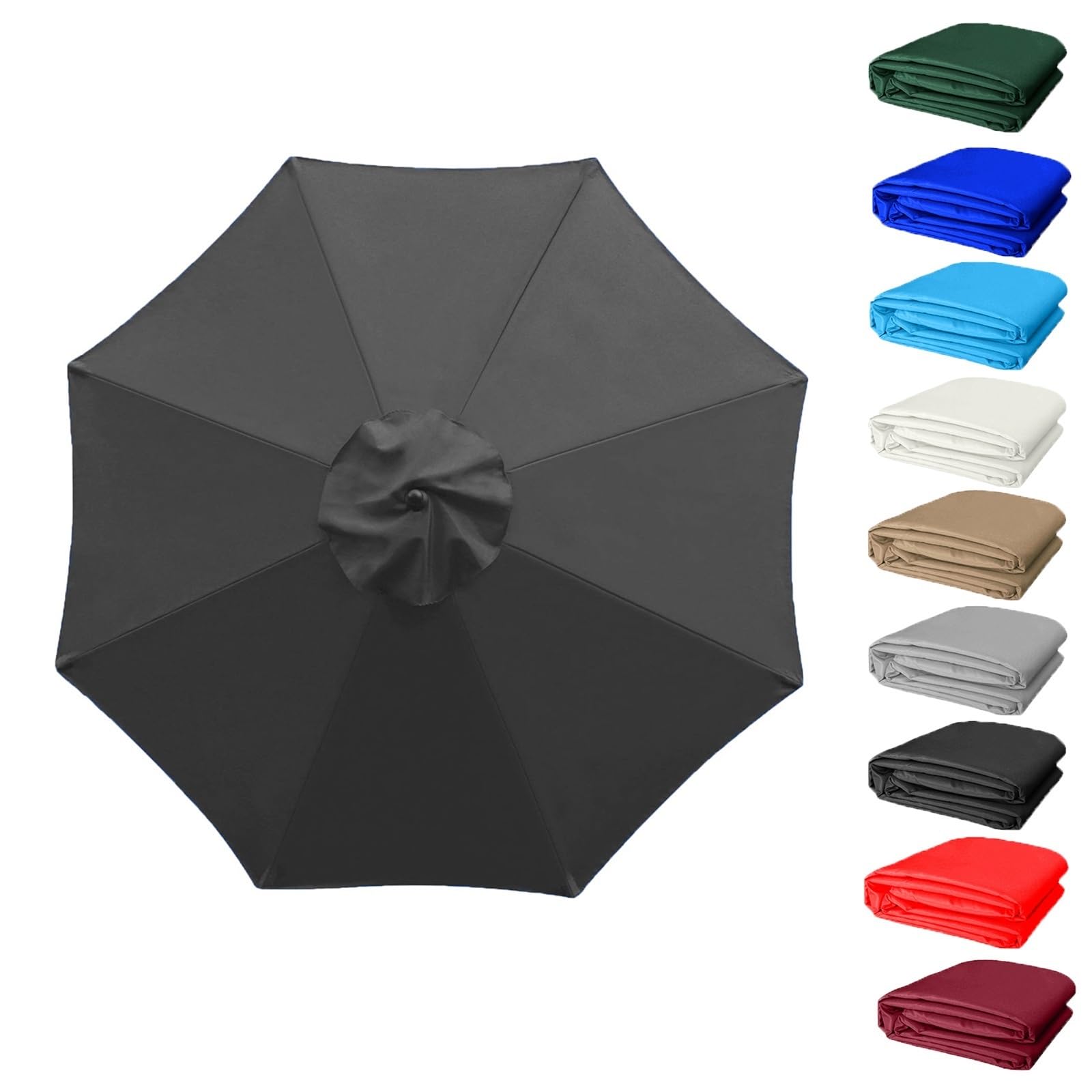 QIQVIV Umbrella Replacement Cloth 6 Arms/8 Arms Replacement Parasol Canopy, Garden Parasol Canopy Cover Replacement Parasol Fabric Cover, 200/270/300cm Canopy(Black,(6Rib) 2m/78in) โ image 1