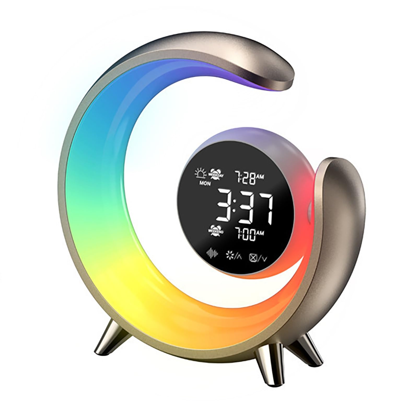 Sunrise Alarm Clock Wake Up Light, Zwei Weckfunktionen mit Sonnenaufgangssimulation, Naturgeräuschen, Farbwechselndem Nachtlicht und Display für Sanftes Aufwachen