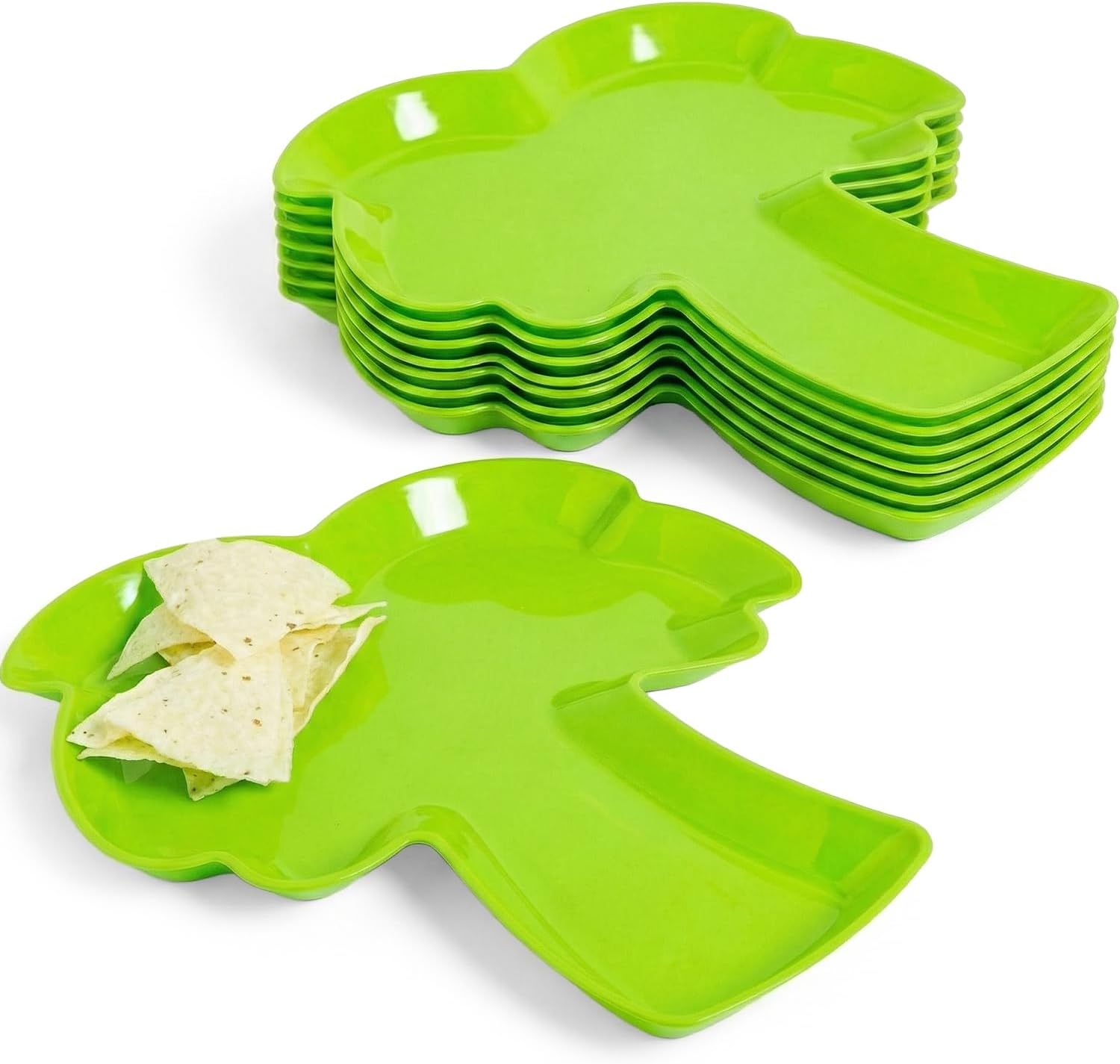 Palm Tree-Shaped Plastic Serving Trays, 6 Pieces