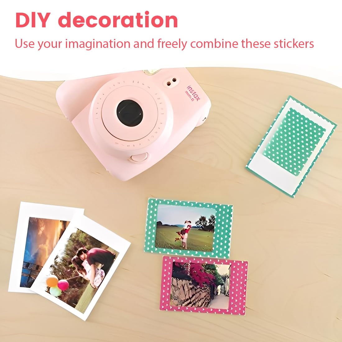 120 Pcs Instantané instax Photo Cadres Bordures Autocollants pour Fujifilm Instax Mini 8 7s 25 50s 90 et Polaroid Snap PIC-300 Z2300 Zip Photos instantanées