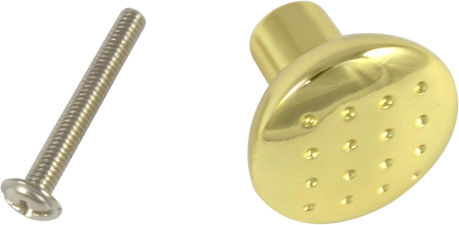 Merriway® BH00813 28mm Dia Dimpled Knob - Bright Brass (Pack of 2)