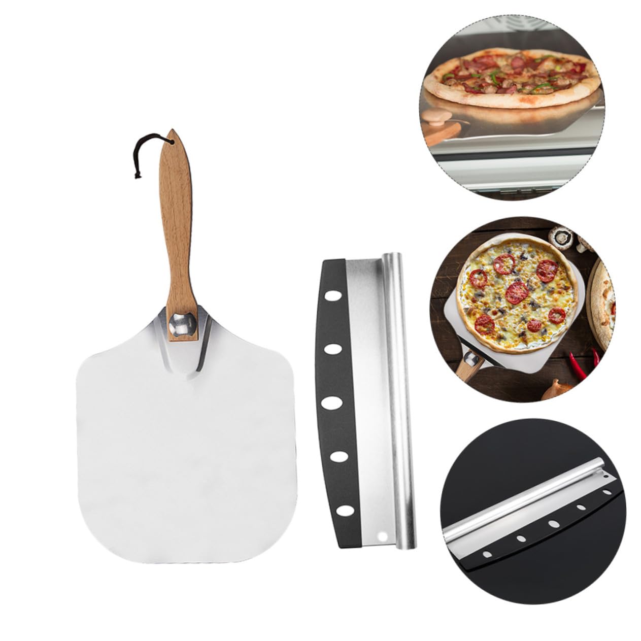2 Stück Faltbarer Pizzaschieber aus Aluminium mit Klappbarem Holzgriff Hitzeschutz Teigschaber Platzsparend Langlebig zum Pizzaheber für Pizzastein und Küche Teiliges