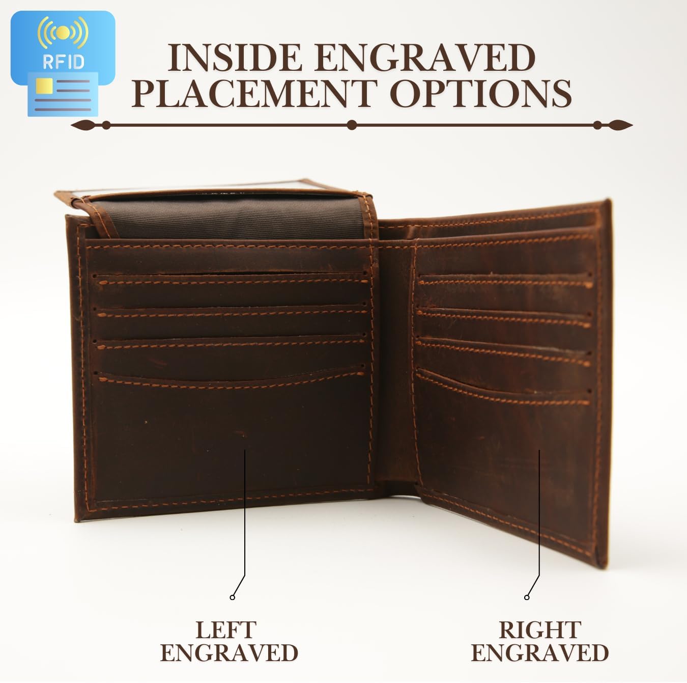 Custom Leather Wallets For Men, RFID Blocking Bifold Wallet, Personalized Gifts for Dad, Husband, Son, Boyfriend, Grandpa, Fathers Day Gift, Christmas Gifts, Valentines Day Gifts - Image 3