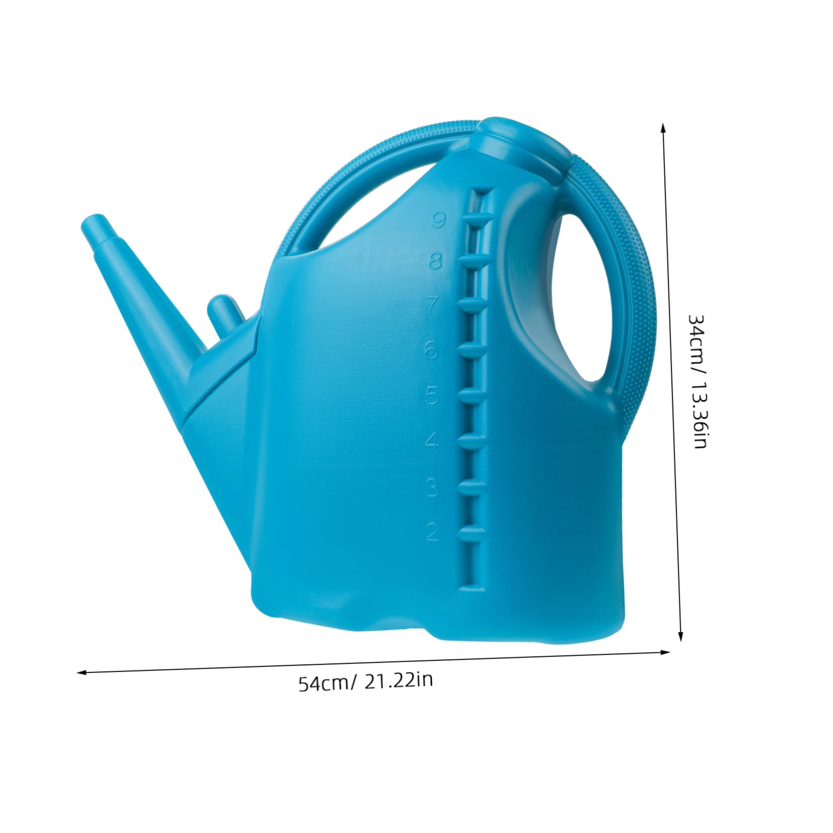 Gatuida Gießkanne Blau mit Langem Ausguss 10l und Skala Kunststoff Praktischer Wassersprüher für Pflanzenbewässerung in Küche und Wohnzimmer