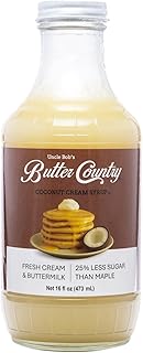 Uncle Bob's Butter Country Rich & Creamy Coconut Syrup for Pancakes and Waffles, Less Sugar, No Corn Syrup, Gluten Free, Made without Artificial Flavors, 16 fl oz Bottle