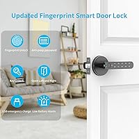 Vista 2 de Cerradura de puerta de huellas dactilares con teclado, asa, contraseñas, perilla de puerta de huella dactilar, cerradura de puerta de entrada sin