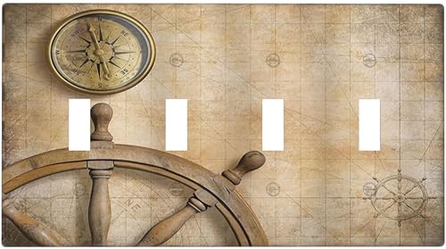 Vista 650 de Cubiertas decorativas de salida de estrella de mar playera, tablero de madera azul de concha de mar de 1 banda, decoración individual GFCI, placa