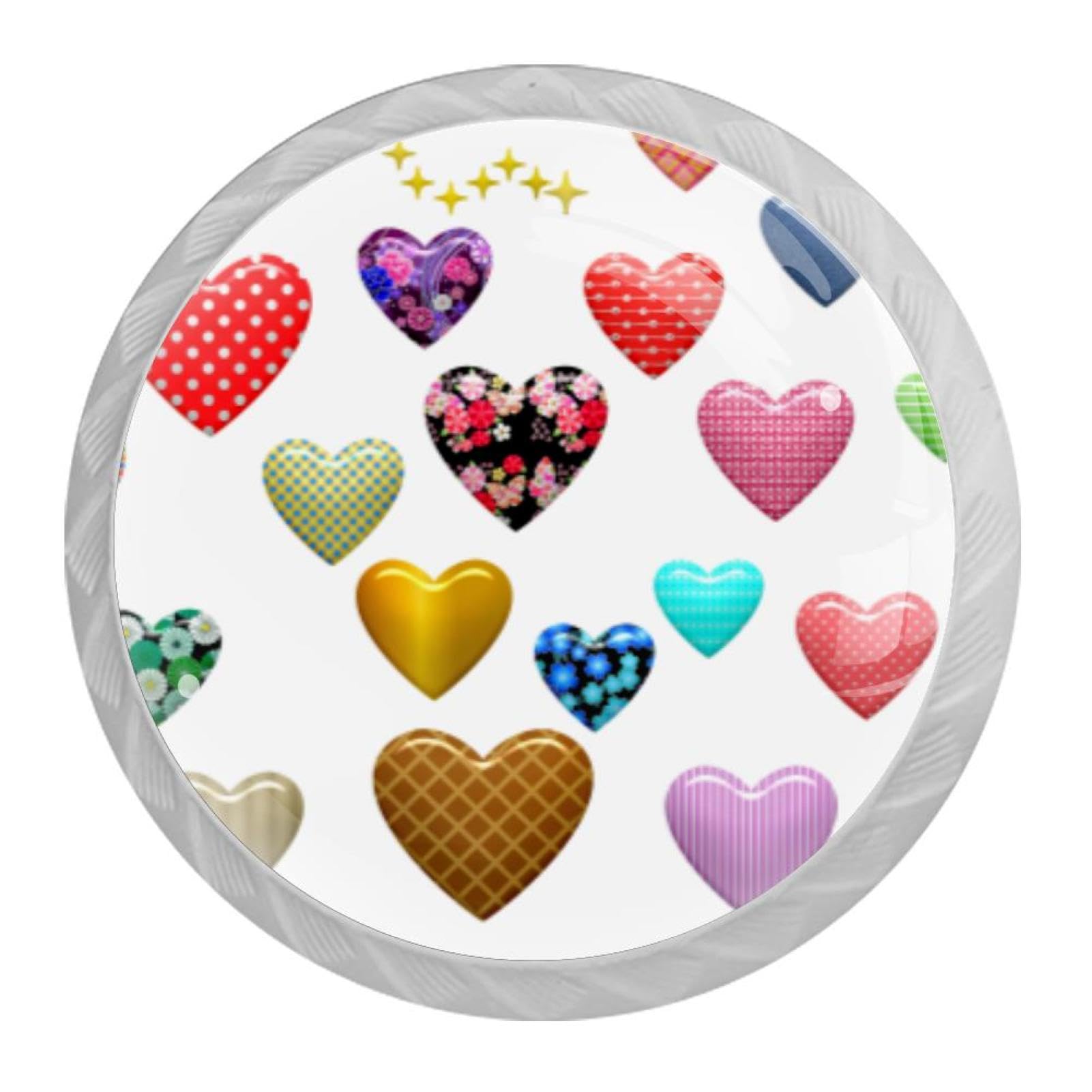 Tqmspg Multi16 4 Pieces Drawer Pulls Hearts Pattern Door Knobs Dresser Handles For Kitchen Wardrobe Cupboard Hardware Furniture