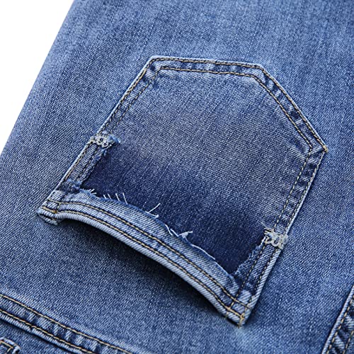 Happydecor Shredded Straight Fit Women's Jeans, Women's Jeans With Stretch, Two Tone Women's Denim Trousers, Casual Jeans #TOP4