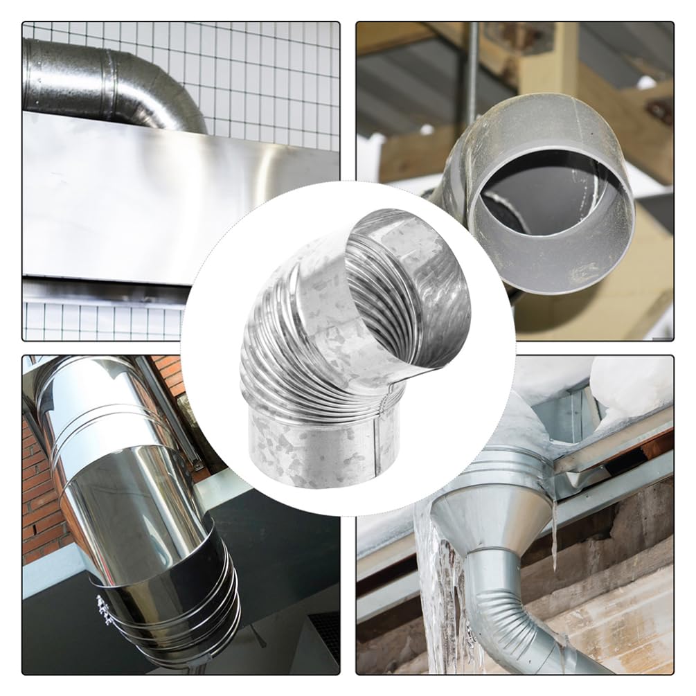 OSALADI Tubo Adattatore Gomito per Condotto Fumario Prolunga per Stufa a Legna Realizzato in Materiale Zincato Design Connettore per Condotti Interni
