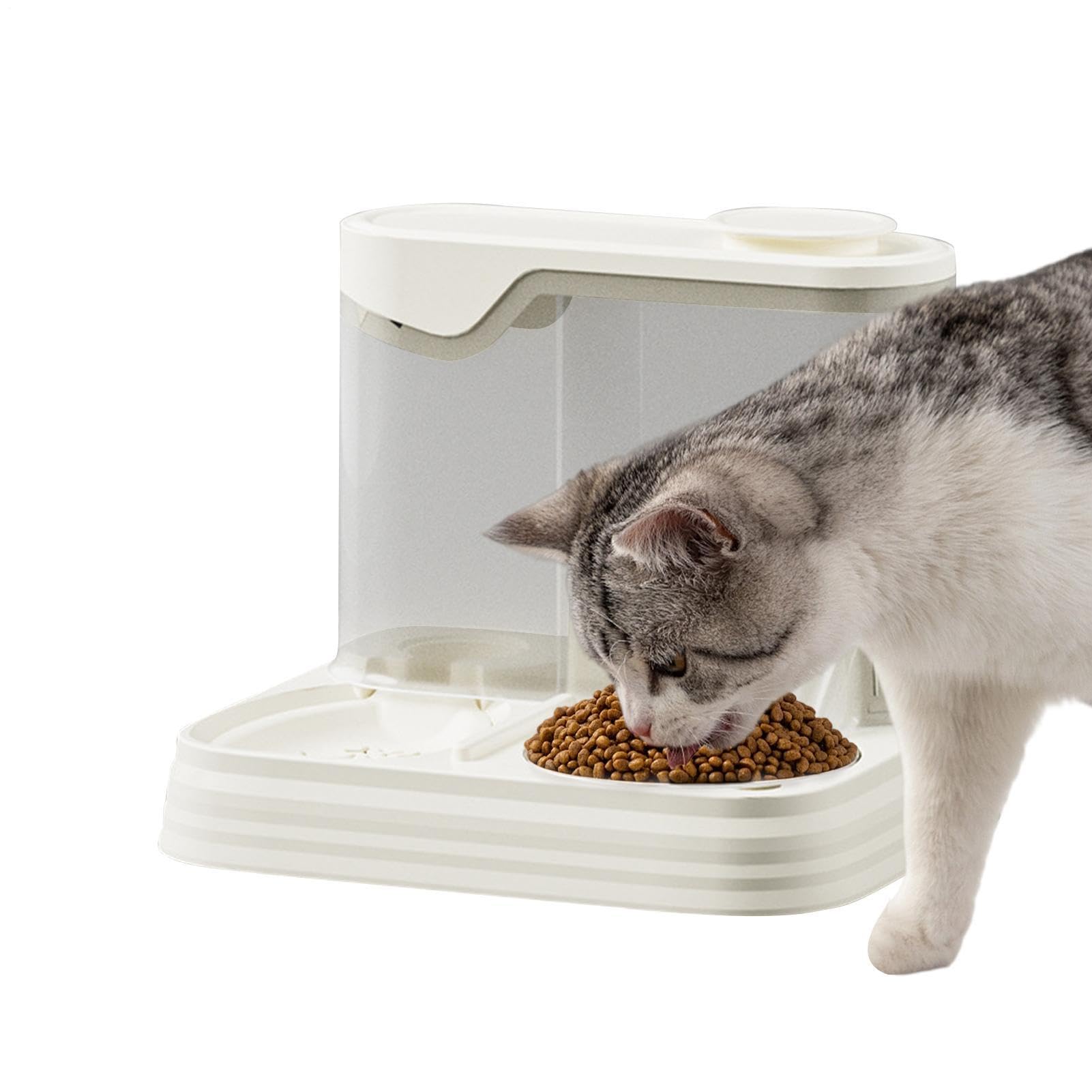 Abreuvoir d'aliments secs automatique pour chats avec double réservoir 2 en 1