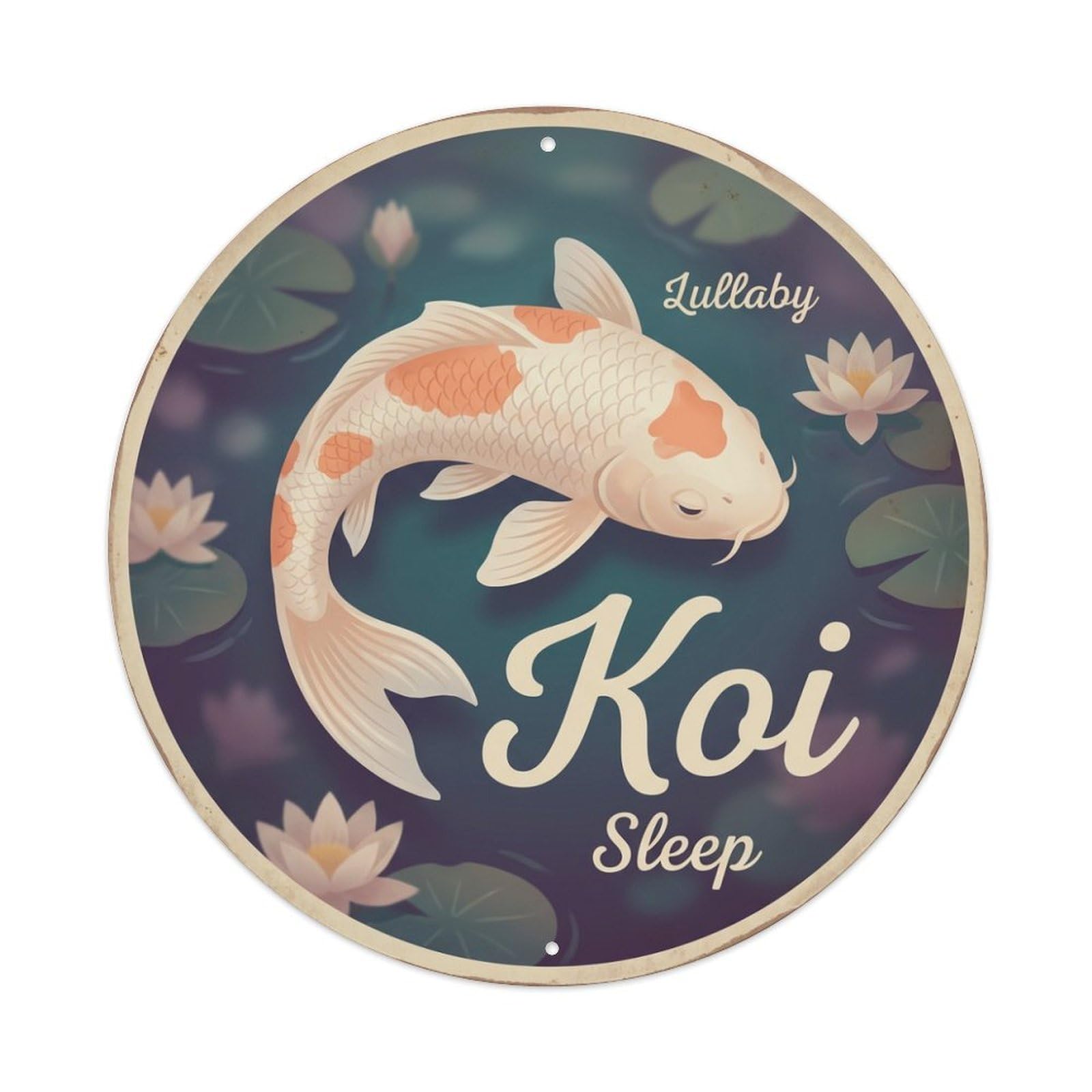 Tgrcjimh Style Metal Tin Sign Koi Fish Peaceful Sleep Quiet Waters