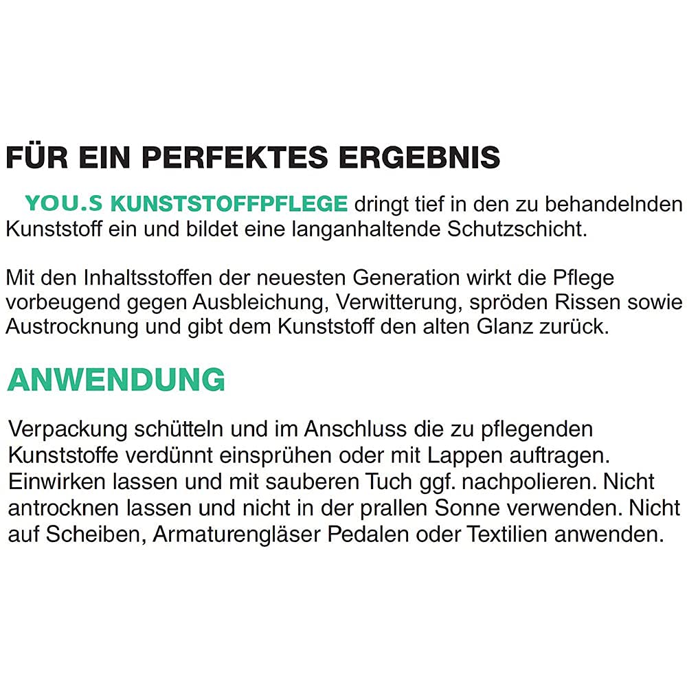 YOU.S Premium Care Kunststoffpflege Reiniger Innen Außen und Motorraum - 2x 500 ml