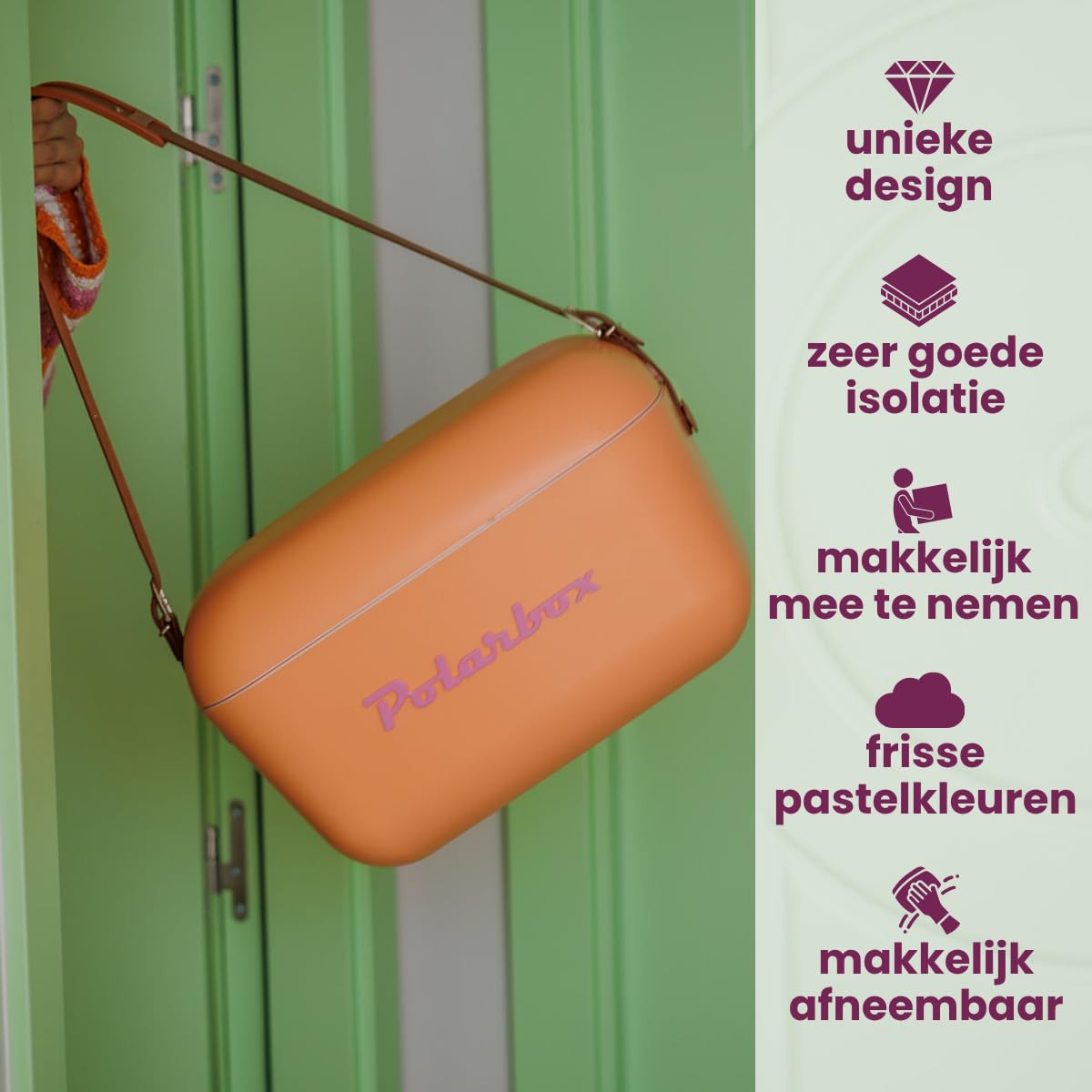 Polarbox Klasyczna retro vintage lodówka na kemping, piknik, plażę, 20 l, sorbet/różowa