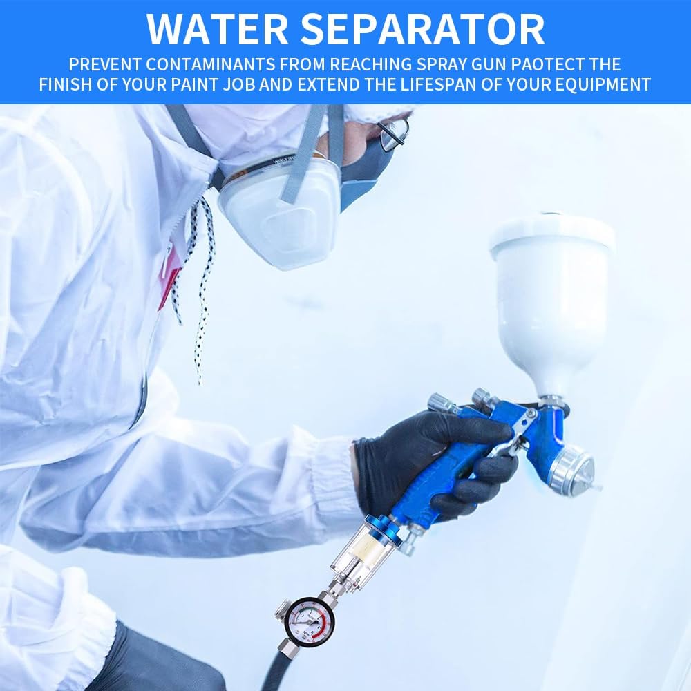 1/4 inch Air Pressure Regulator, Air compressor accessories, spray gun pressure regulator, Oil water separation cleaning filter,2 piece set.