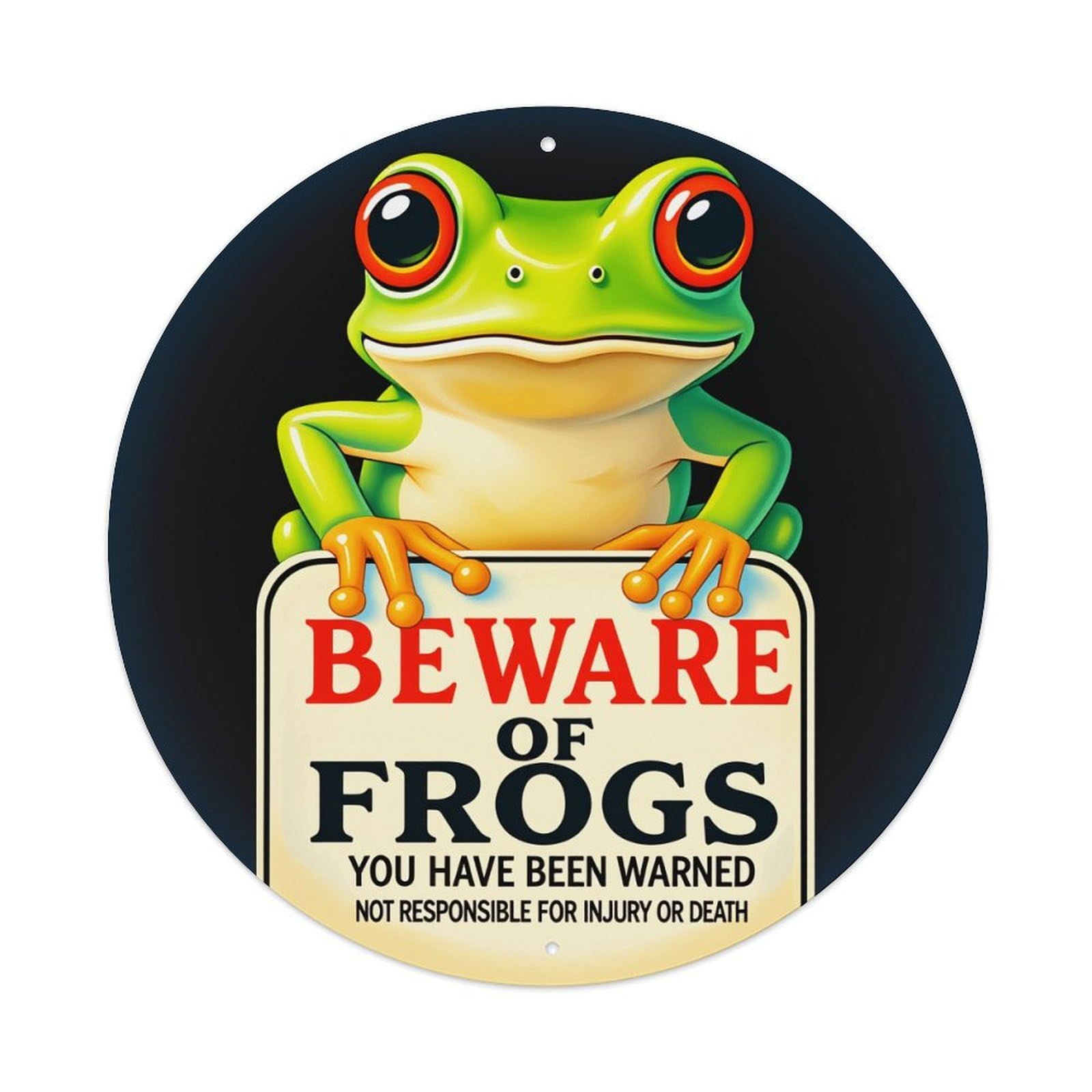 Beware Of Frogs Sign Frog Metal Tin Sign Vintage Garden Bedroom Cafe Bar Man Cave Home Wall Decor Metal Poster 8x8 inches