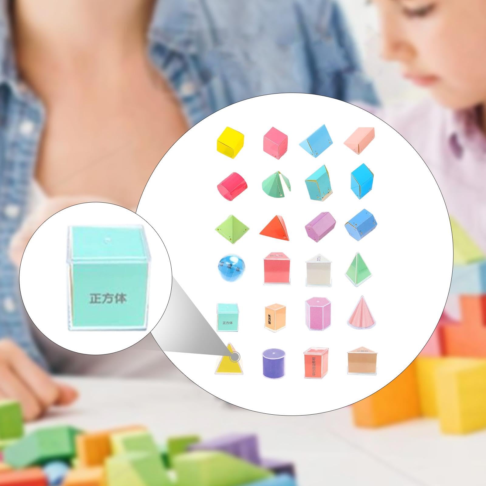 Oshhni Ensemble de 24 formes géométriques pour les mathématiques et la géométrie pour enfants, jouets éducatifs et en papier