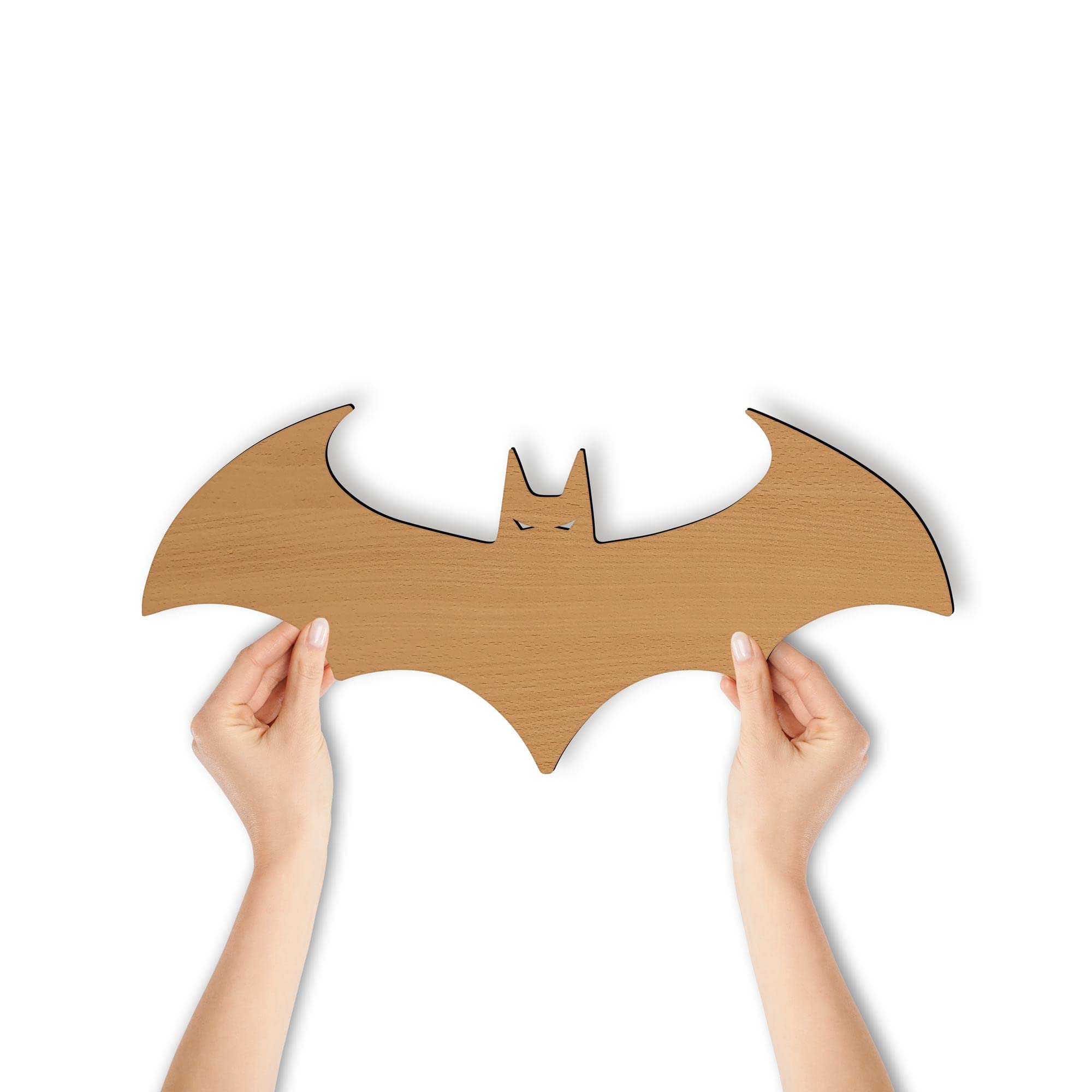 Namofactur Lámpara de pared DIY estilo murciélago Batman | Luz decorativa y nocturna | Para salón y habitación infantil | De madera MDF | Funciona con baterías
