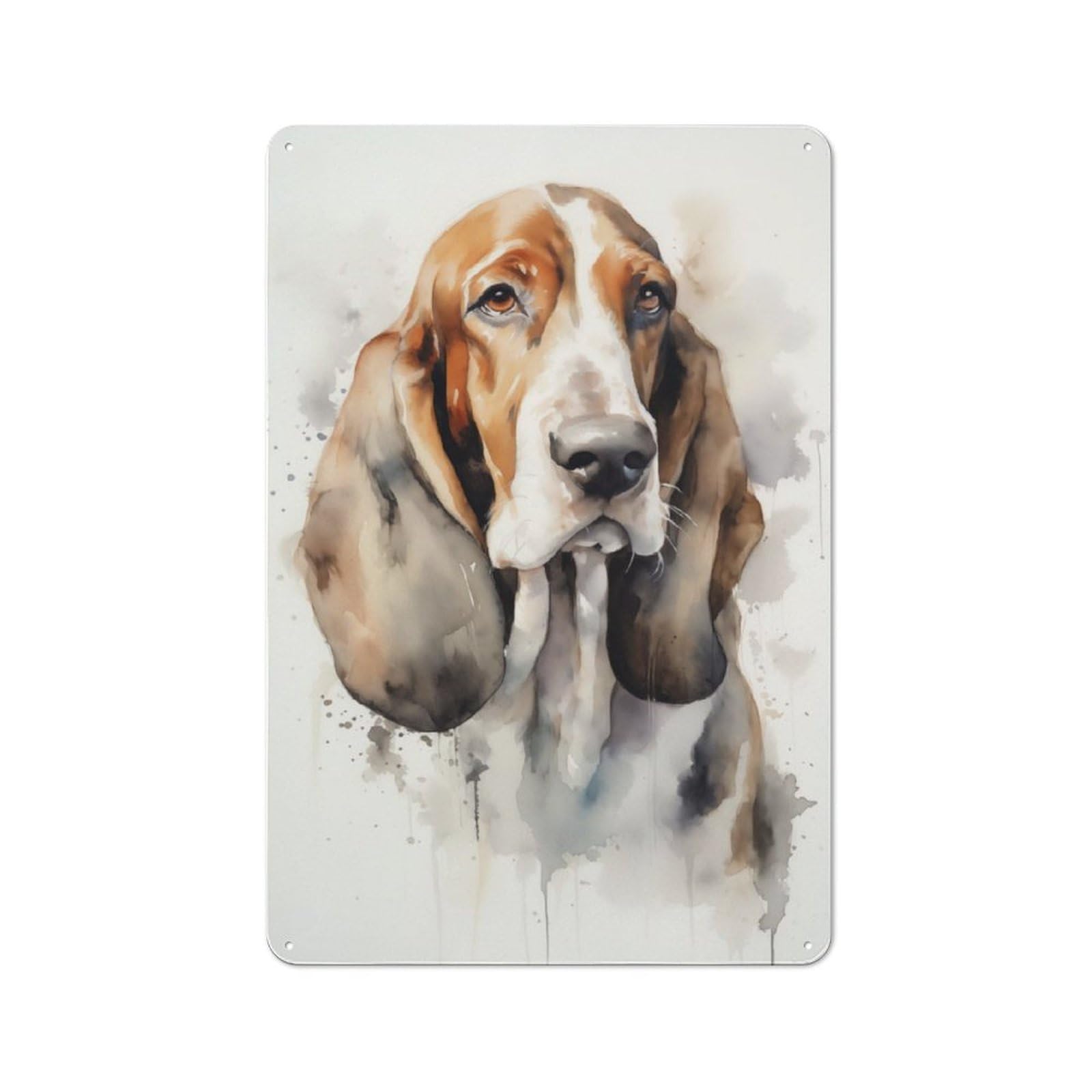 Junmoney Basset Hound Porrtait Metal Sign 30X20cm With For Hallway Wall, Retro Decor, Suited To New Home Decorators