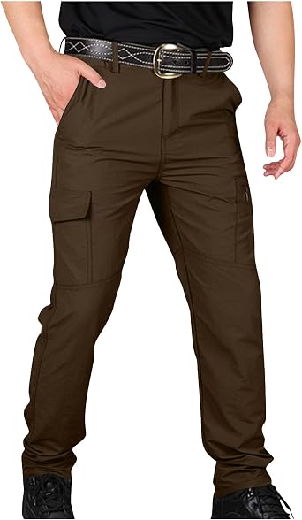 bmkBWO Cargo Pants for Men Work,High Waisted Lightweight Outdoor Hiking Pants Plus Size Tactical Trousers with Pockets