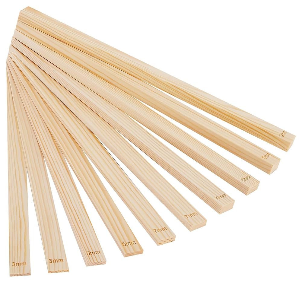 Htuteyy Pottery Tool Clay Tools, 10 Pcs Rolling Mud Stick Guide Set, 5 Size Mudboard Wooden Strips
