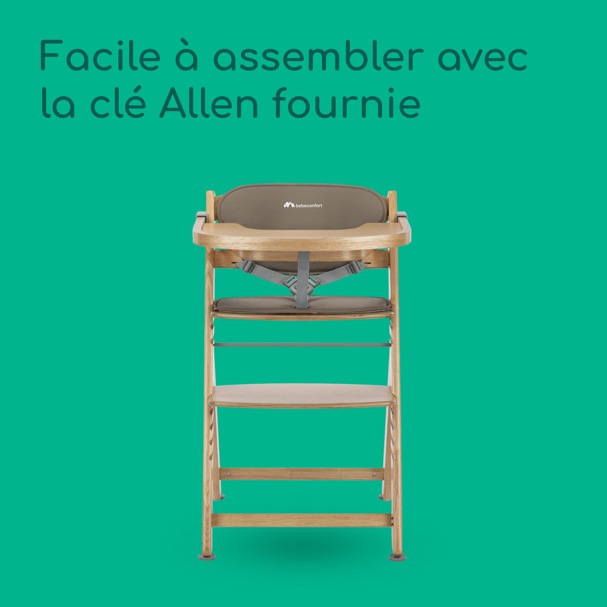 Bebeconfort Timba 2 Chaise Haute Bébé Évolutive Bois 6+ Mois 110 kg Plateau Amovible Natural Wood Beige