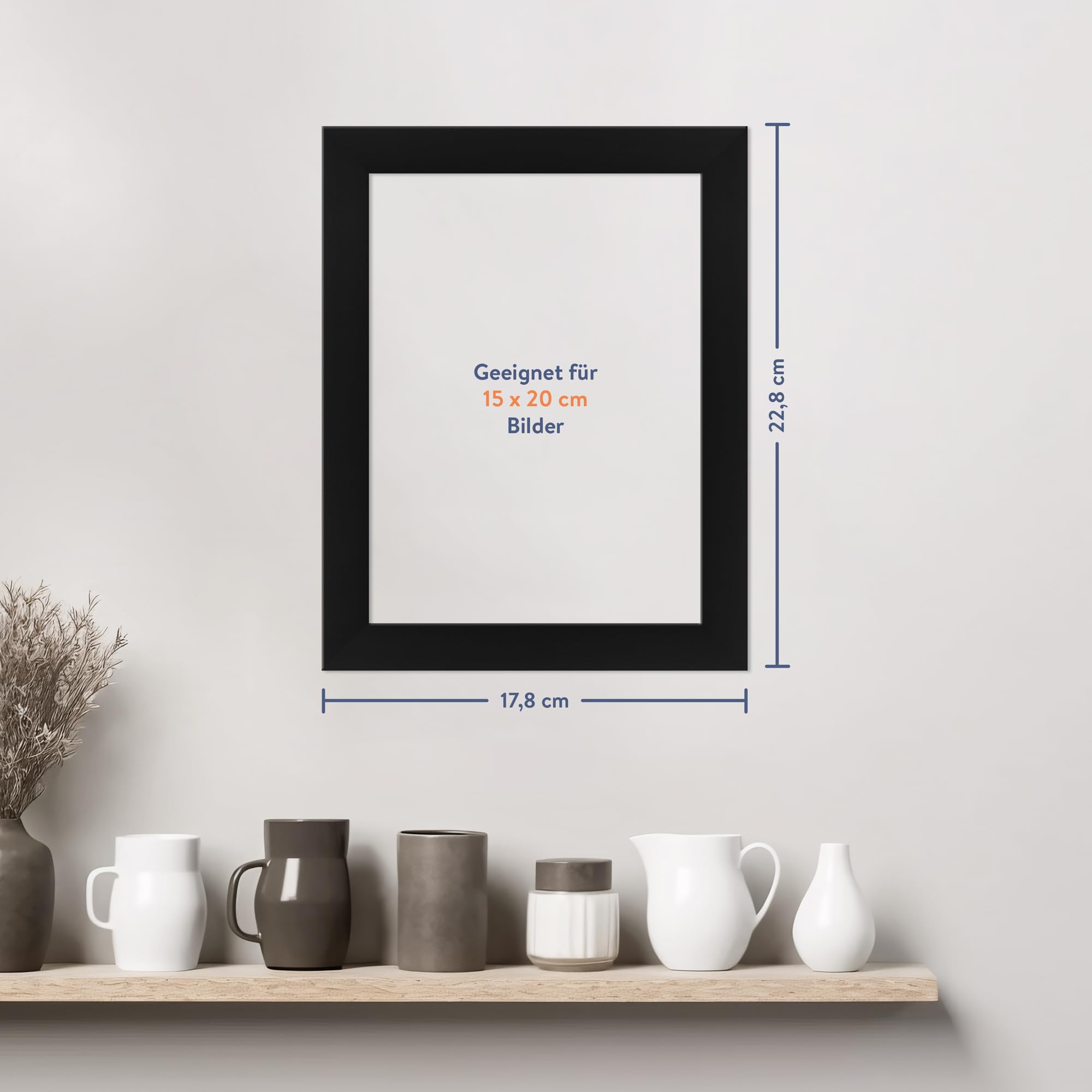 WANDStyle 3er Bilderrahmen Set Schwarz 15x20 cm aus MDF | Im Stil Modern mit Aufsteller und Aufhänger, Fotorahmen Set Made in Germany - H330