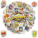 BETANAS 100 PCS Indiana Stickers Pack, State Travel Landmark Vinyl Waterproof Decal, Midwest Nature Food Map Graphics for Car Laptop Water Bottle Scrapbook Gifts for Adults Teens Students Travelers
