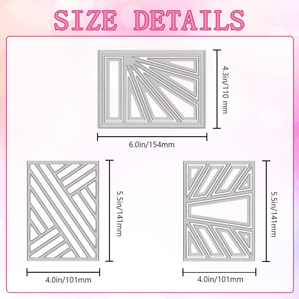 DELORIGIN Slash Frames Cutting Dies Card Making Die Borders Stencil Carbon Steel Die Cuts Card Scrapbooking Embossing Template Metal Dies for Cards Craft Paper Album Invitation Background Panels - Image 2