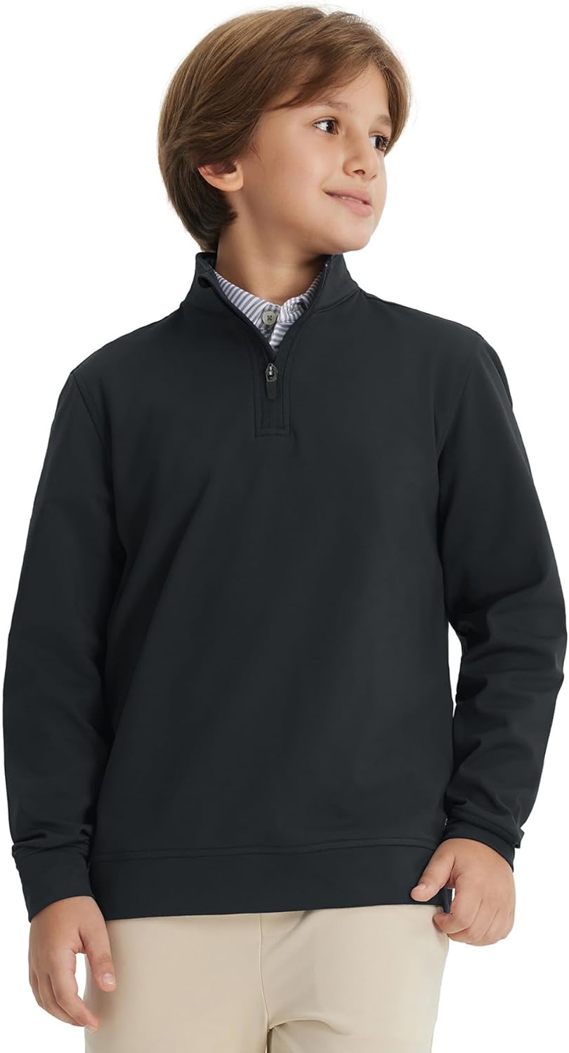 M MAELREG Boys Long Sleeve Quarter Zip Pullover Fleece Warmth Mock Neck Solid Youth Sweatshirt Winter Clothes for Kids