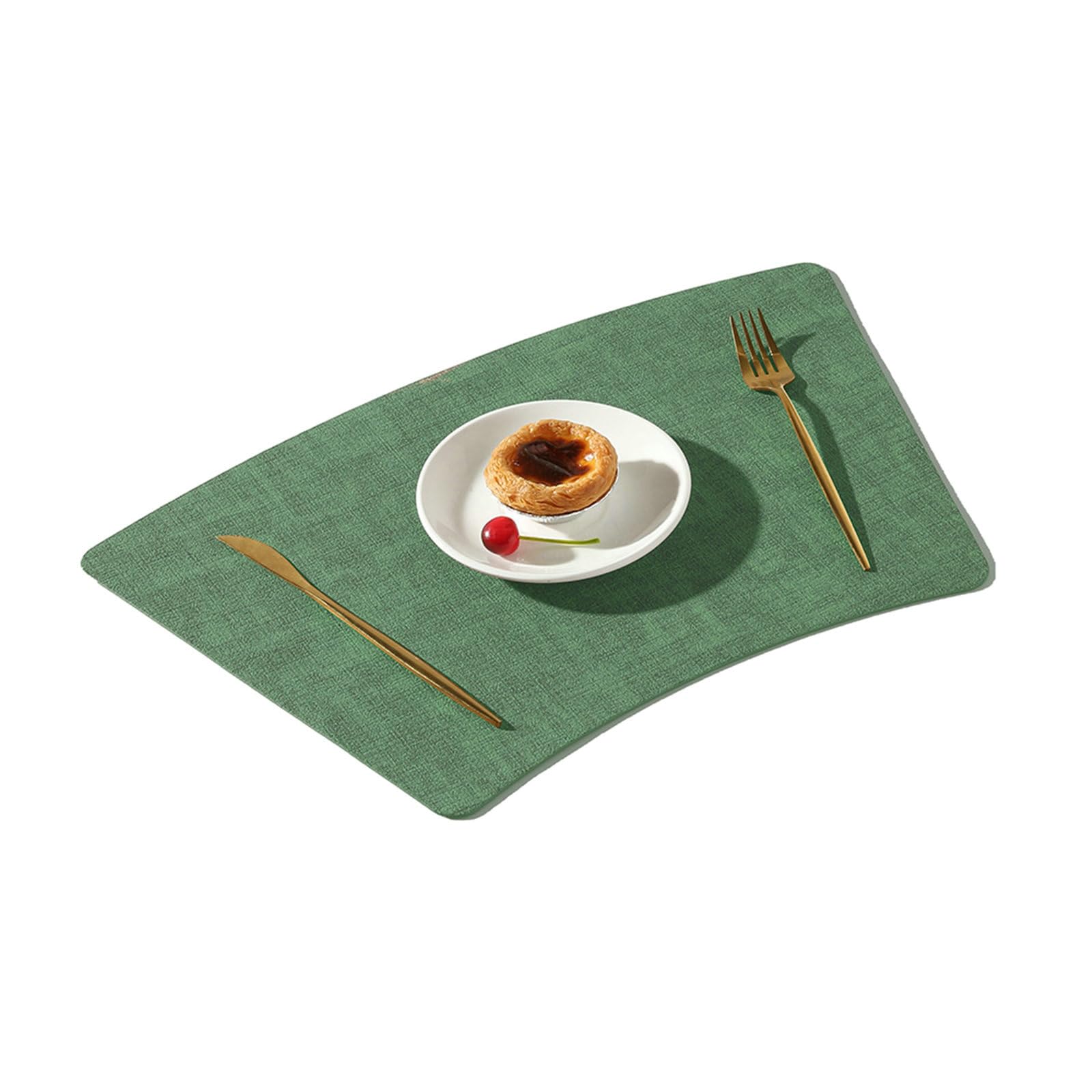Juego de 8 manteles individuales de cocina lavables de color liso con textura de tela, manteles individuales de piel antideslizante para restaurante, verde oscuro, 30 x 49 cm