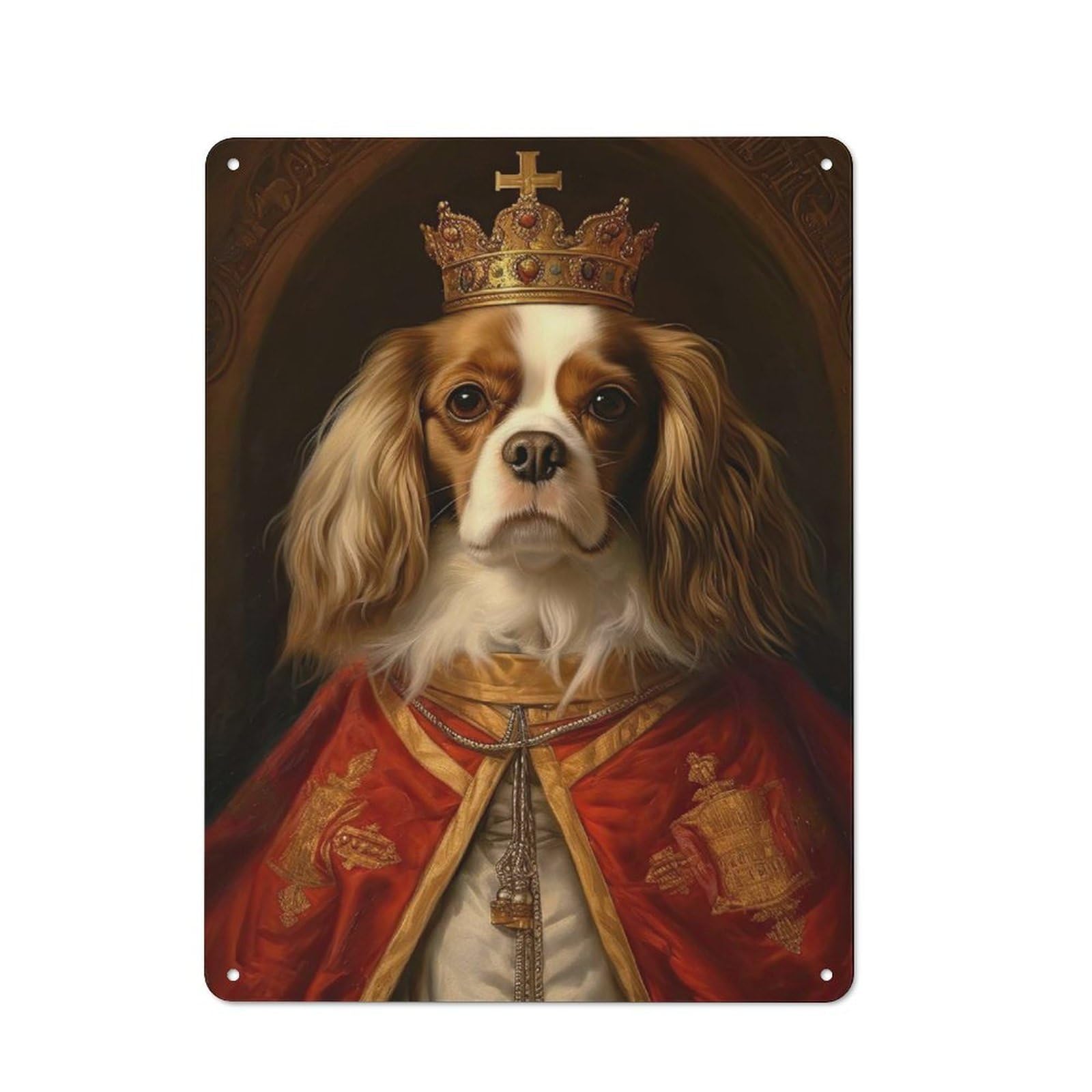 Junmoney Style-22 Farmhouse Metal Sign With Cavalier Dog The Pope Design 40X30cm, Rustic Rustic Kitchen Decor For Dining Room, Cafe, Entryway Or Family Room