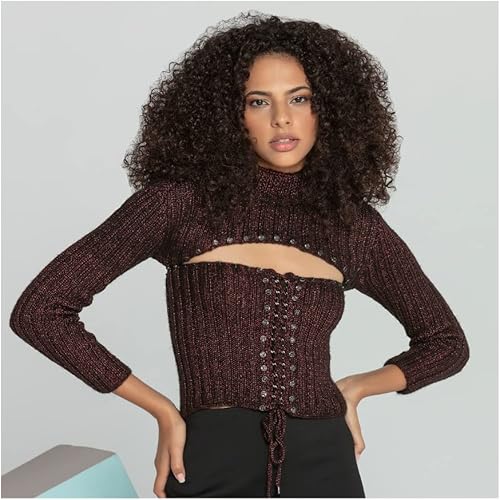 Miniatura 6 de Paquete de 2 hilos metálicos brillantes, voluminosos, de lana, sedosos, suaves y brillantes para tejer y hacer ganchillo, total de 7.05 oz  1,509.2