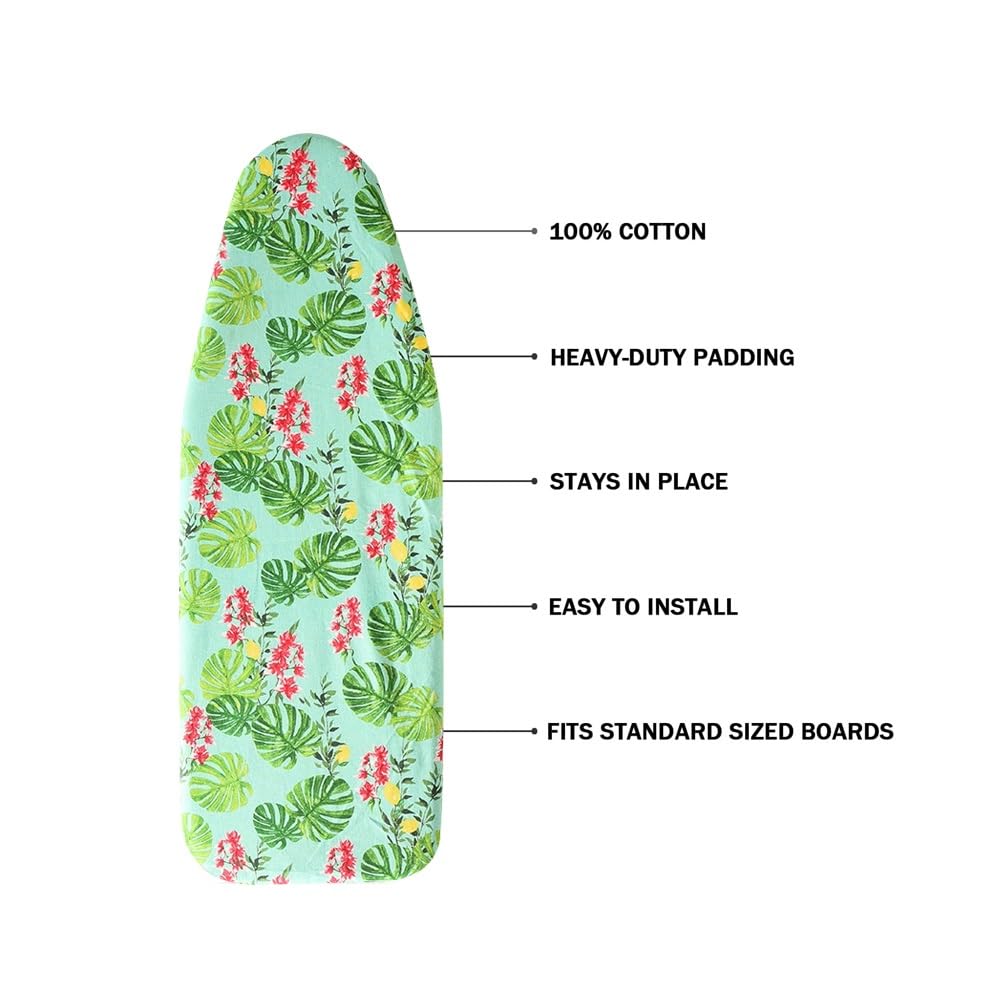 Funda Acolchada para Tabla de Planchar de 94 x 33 cm de Grosor, Resistente a Quemaduras, de algodón, fácil de Instalar (Verde)