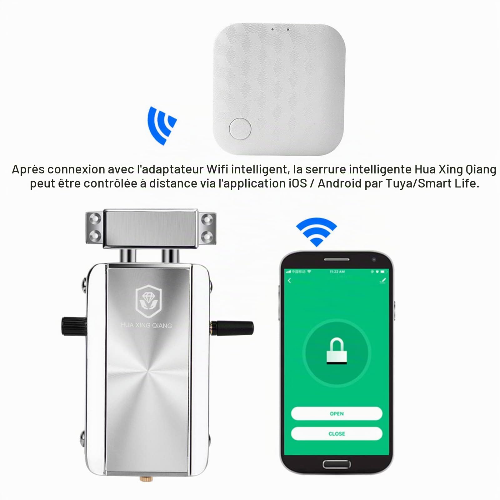 Kit de verrouillage de porte WiFi Smart Home/SmartLife Télécommande Entrée sans clé Verrou électronique Smart Wireless Anti-vol Deadbolt Access Control System for Home Hotel Apartment